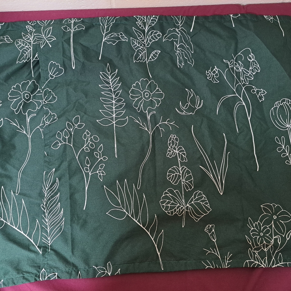 Dark Green Floral Silhouettes Standard Size Pillow Sham